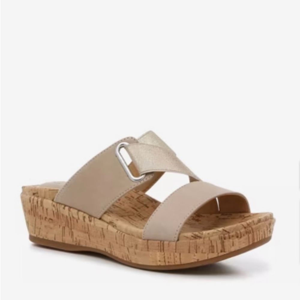 Hush Puppies Women's Coco Wedge Sandal Size 9 Leather & Fabric Coastal Boho
